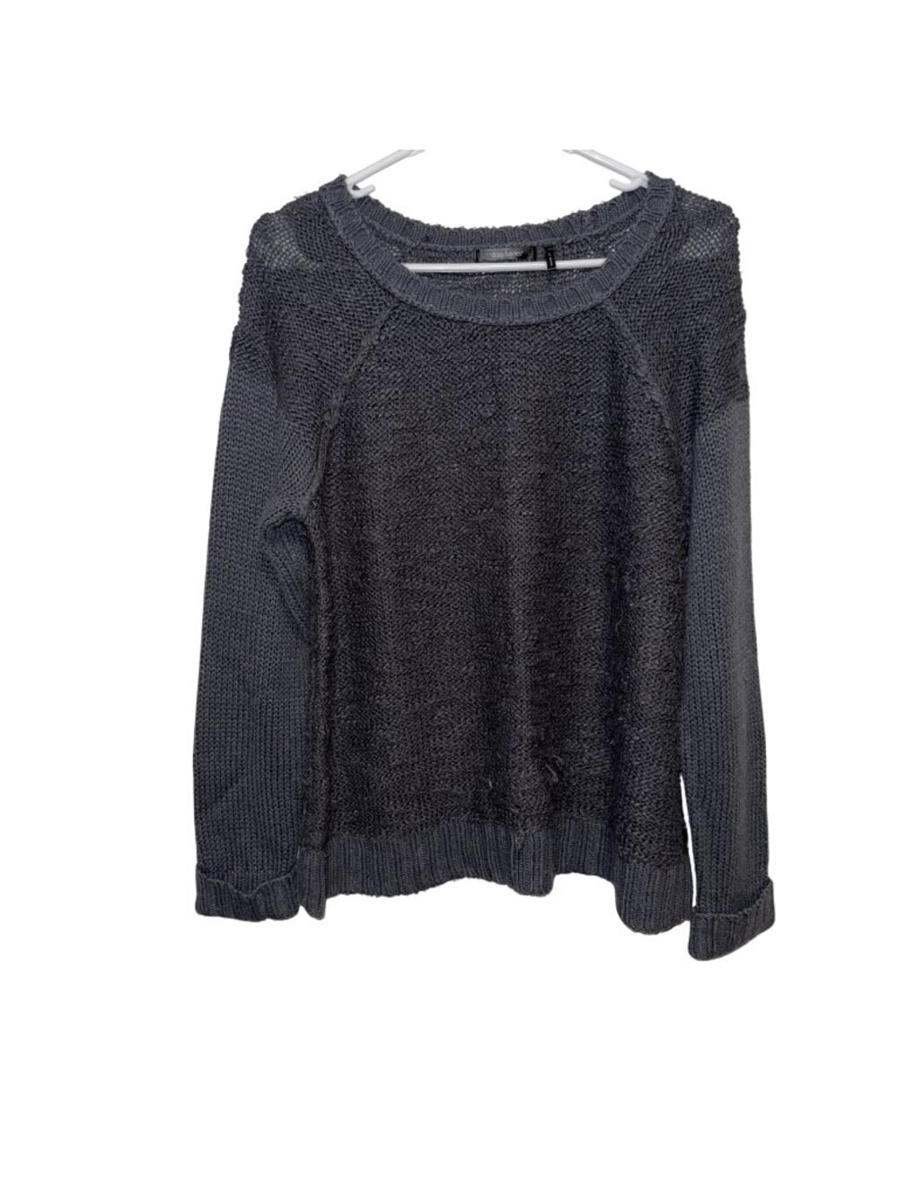 Daisy Fuentes Womens Gray Knit Sweater Size L Casual Long Sleeve Lightweight